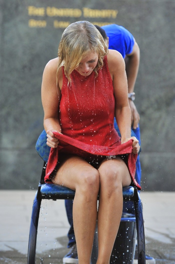 Girls in jeans skirts