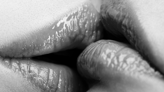 Wet kiss on the lips