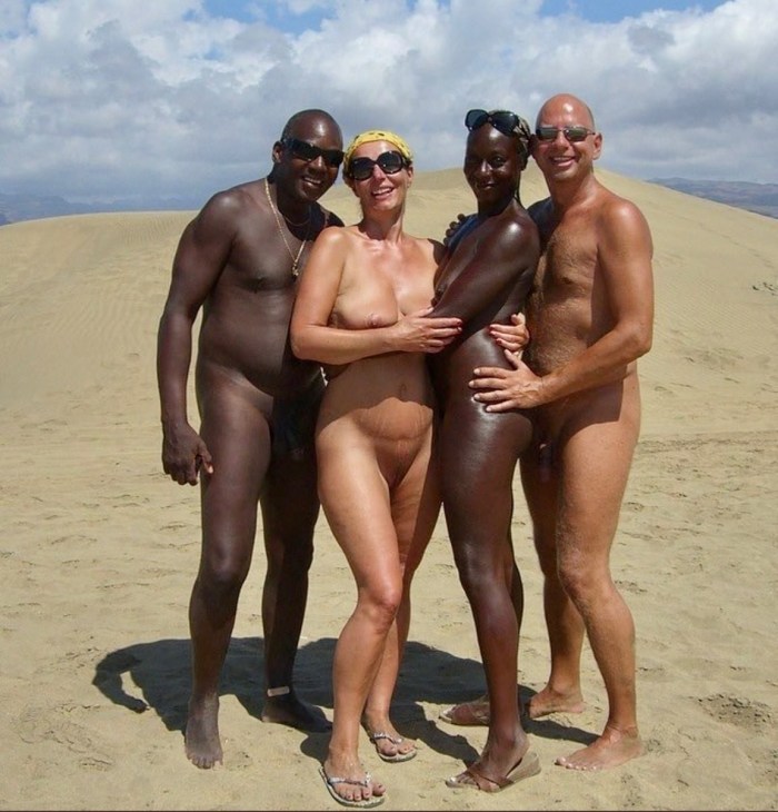 Naked guy on a public beach