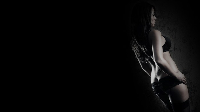 Black background girl