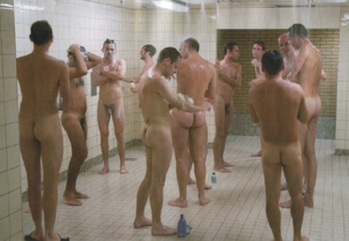 Rugbists in shower naked