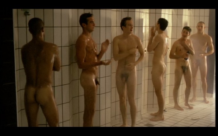 Naked guy in the shower and locker room