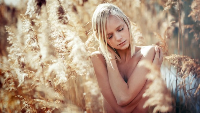 Naked blonde in nature