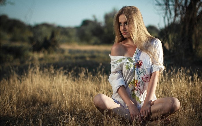 Beautiful brunettes in nature