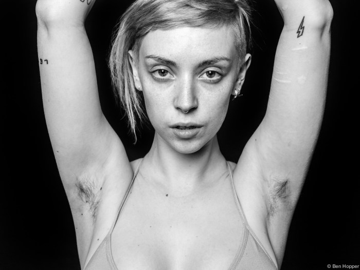 Natural hairy girls in a swimsuit