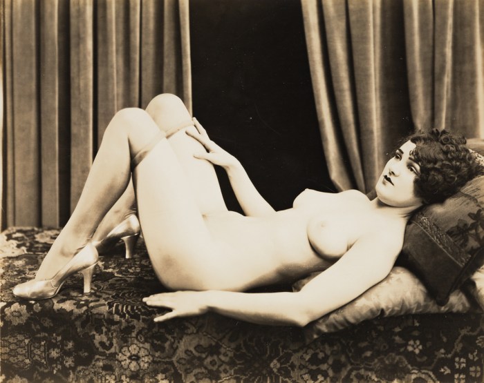 Retro naked shaved beach