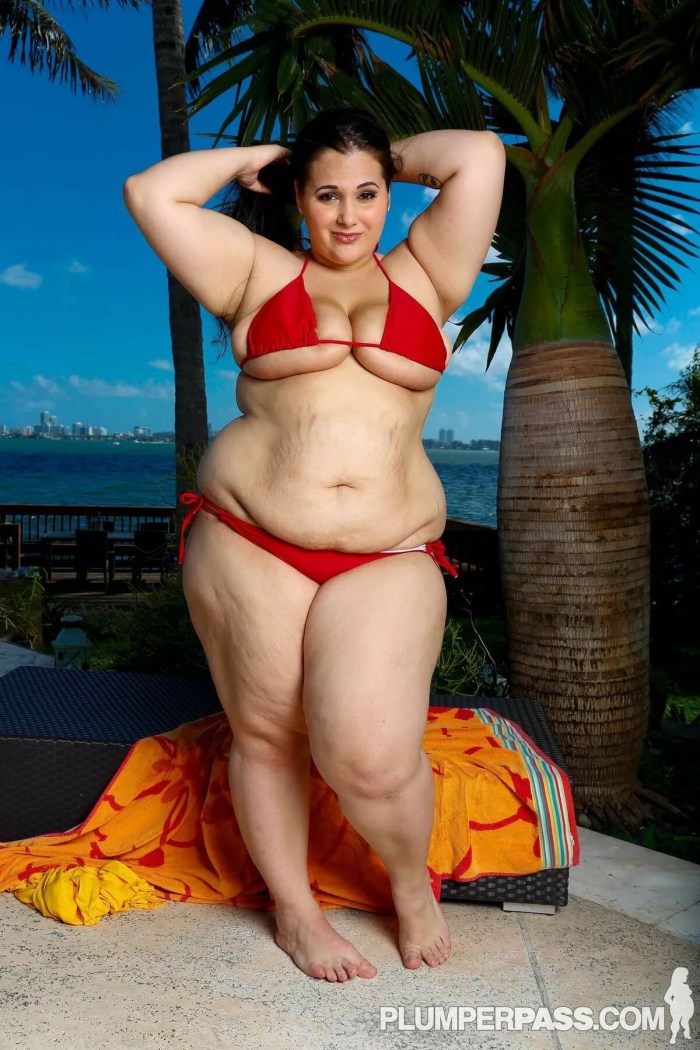 Old women in a bra and underpants
