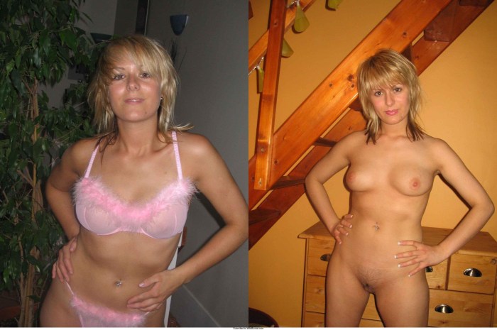 Women in clothes and naked private
