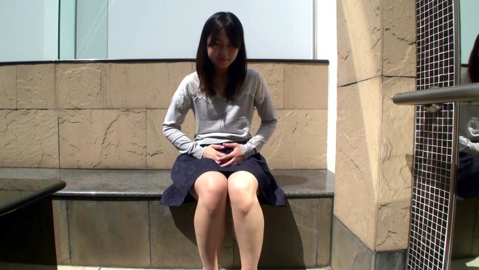 Girl gets in a village toilet