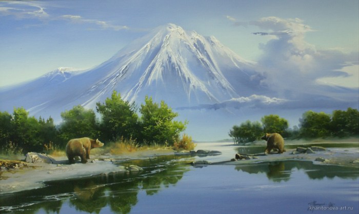 Pictures of artists of landscape painters Kamchatka Klyuchevskaya