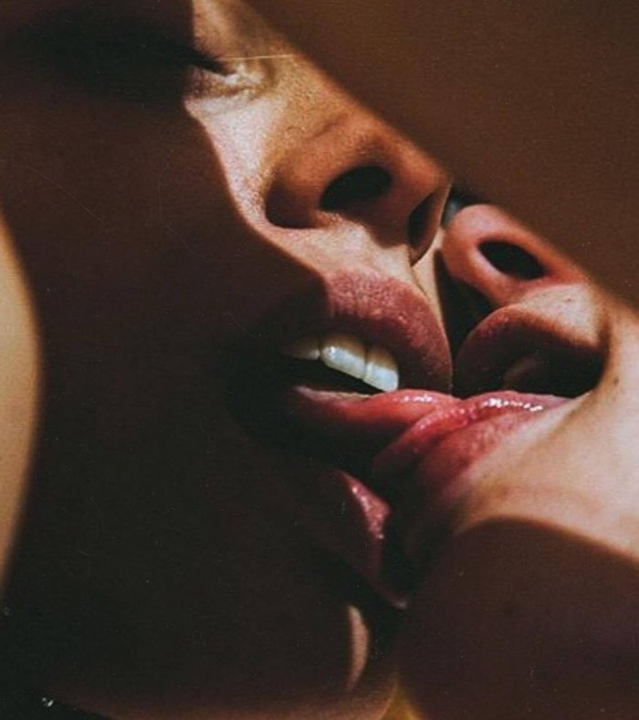 Passionate kiss with the tongue