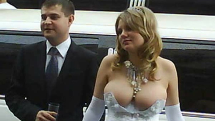 Wedding dress breasts fall out
