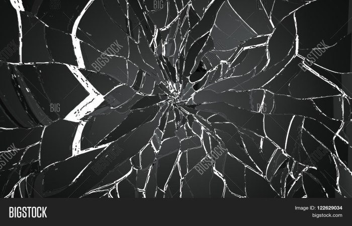 Cracks on the glass purple