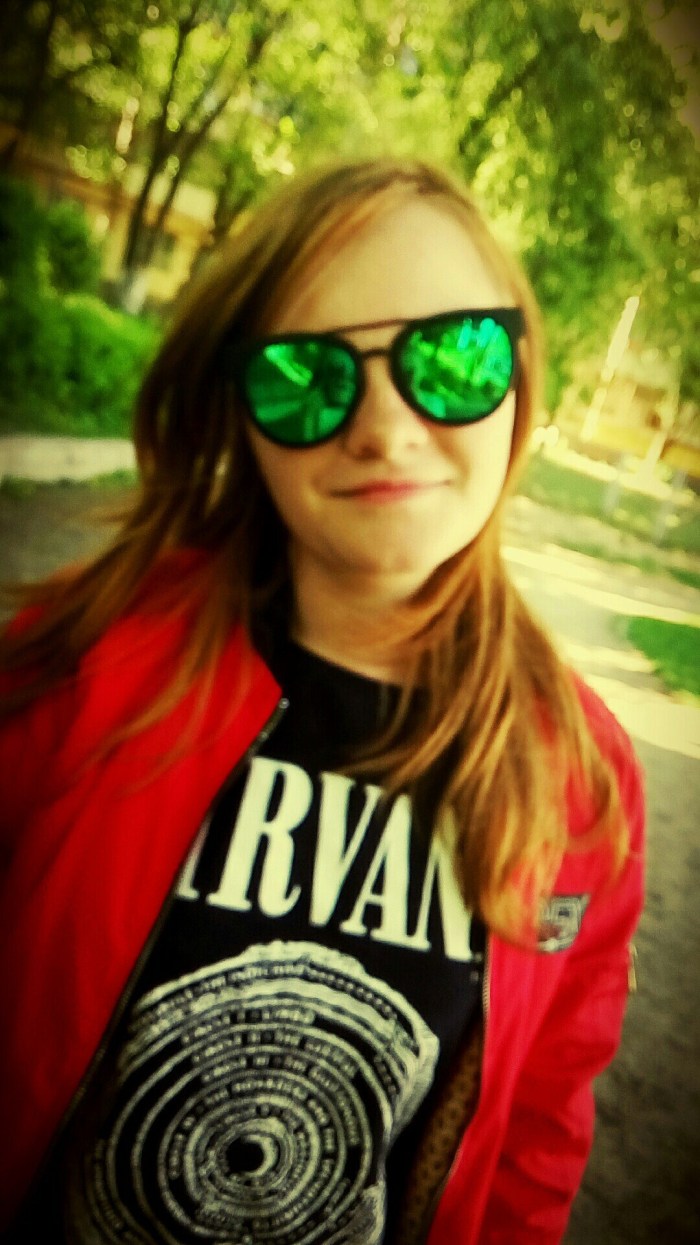 Girl in a red dress with flowers