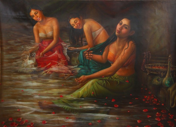 Women's bathhouse in painting