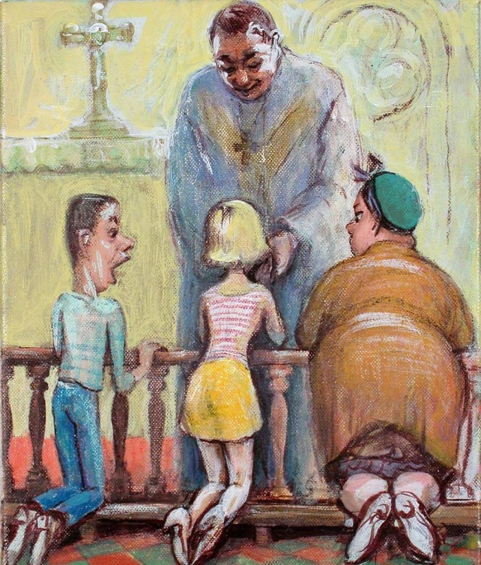 Fat woman in front of the mirror