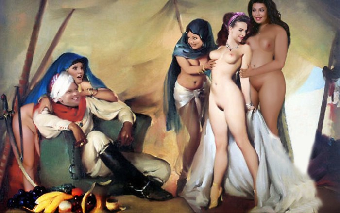 Girls undress in a harem