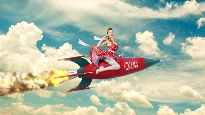 Lena Flying in a swimsuit in an auditor