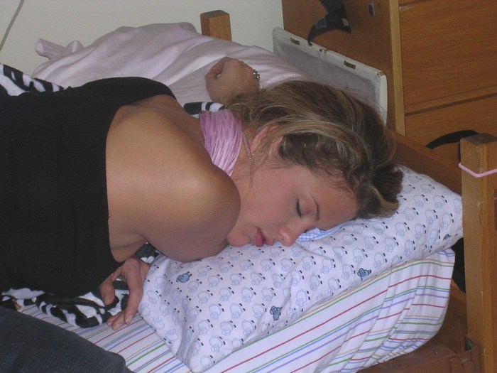 Homemade sleeping women