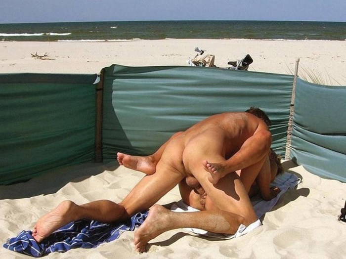 Amateur gangbang on the beach