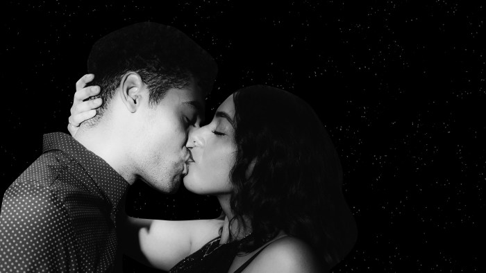 Passionate kiss with the tongue