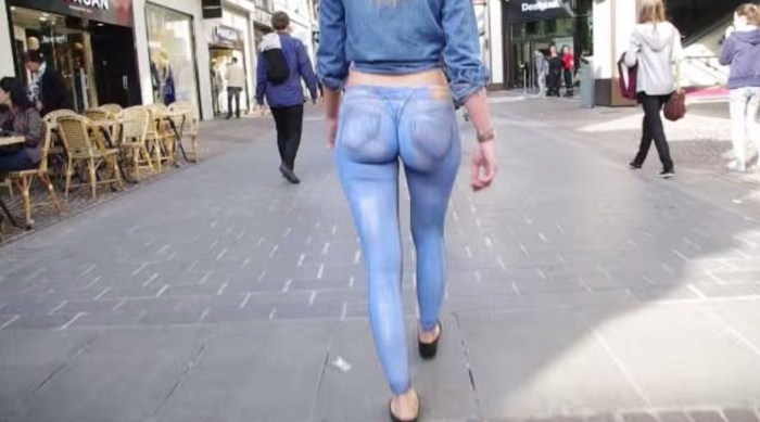 Drawn jeans on the street