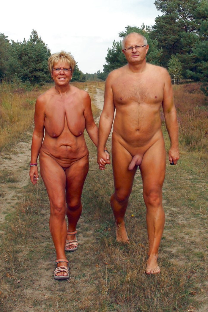 Naked elderly men and women