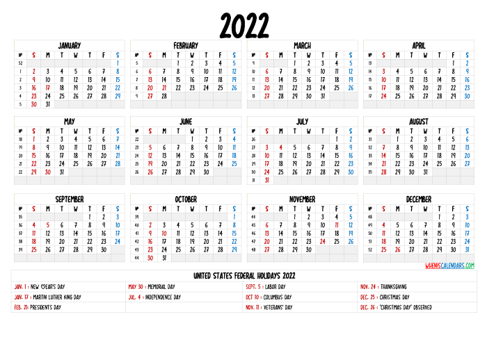 Production calendar 2022