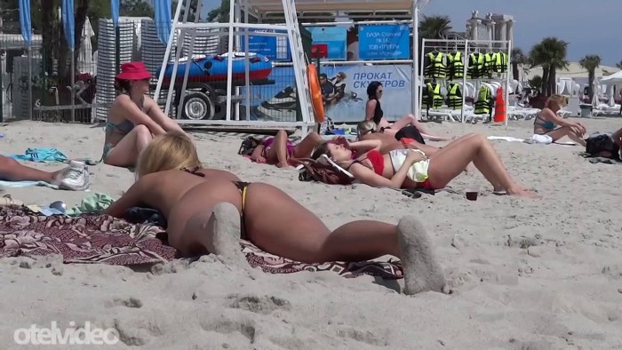 Camera on a nudist beach
