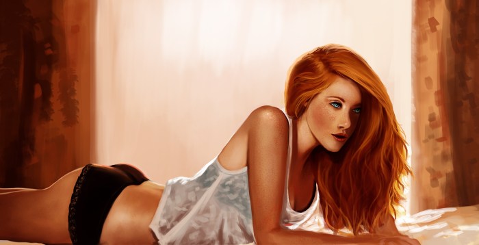 Girl with red hair wallpaper