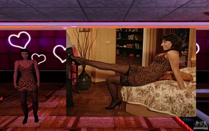 Vera Voronina in a leopard dress