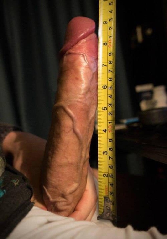 Huge penis with a ruler