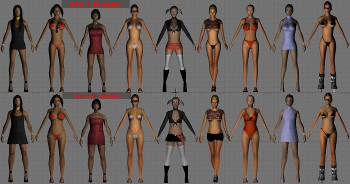 Women's models from GTA San Andreas