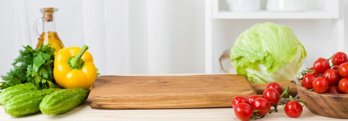 Kitchen table with vegetables