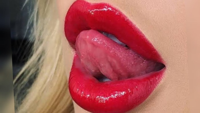 Beautiful lips are open