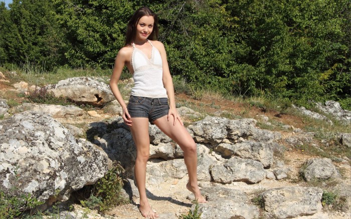 Naked Marta in nature