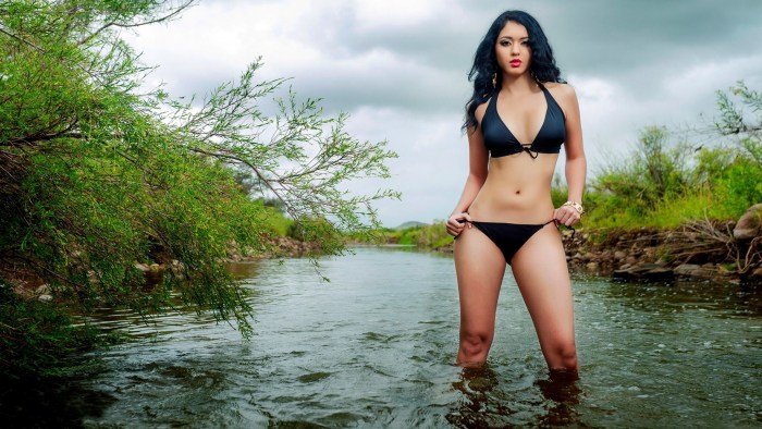 Girls in nature in swimsuits