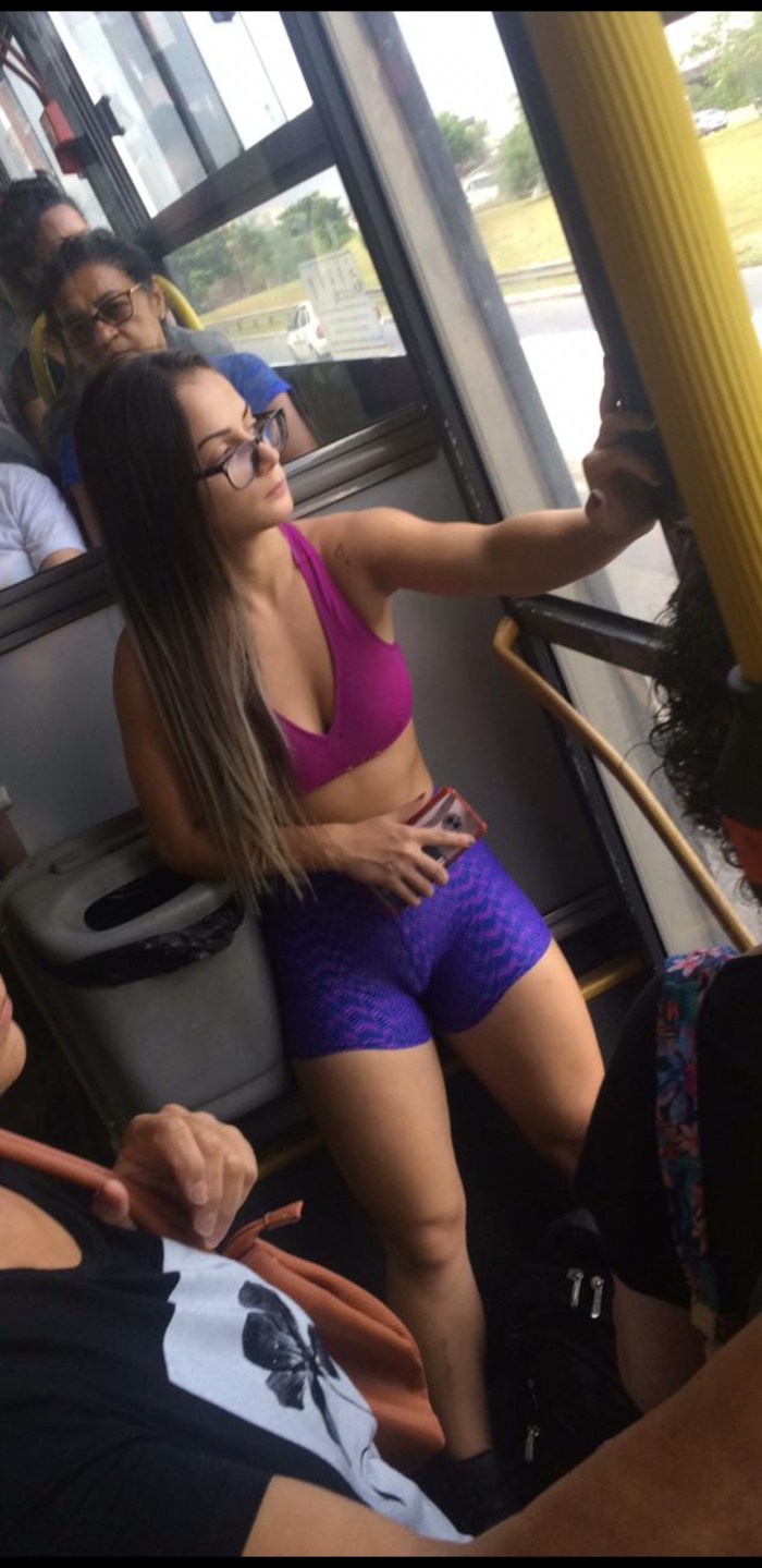 Seductive girl on the bus