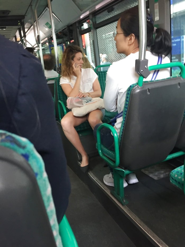 Under a skirt in public transport