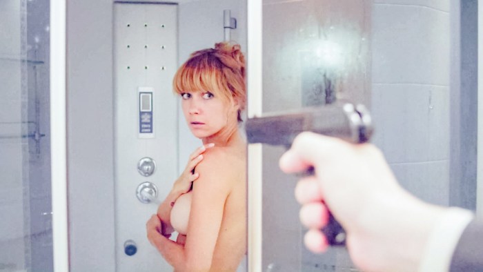 Naked women in stockings legs up