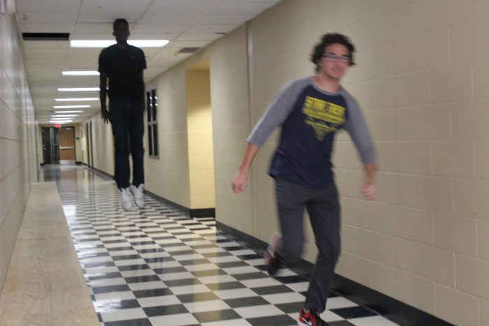 The guy runs along the corridor meme