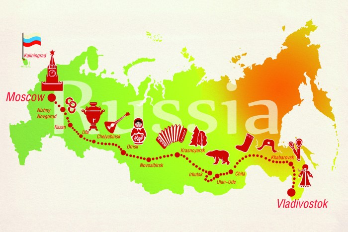 Souvenirs of the cities of Russia on the map
