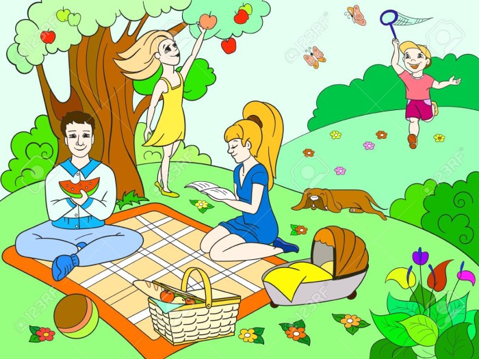 Children on the picnic Illustration