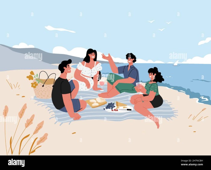 Picnic in nature in early spring