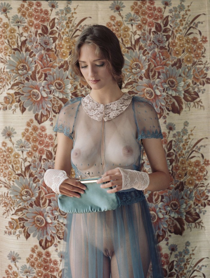 Dress in a net on a naked body