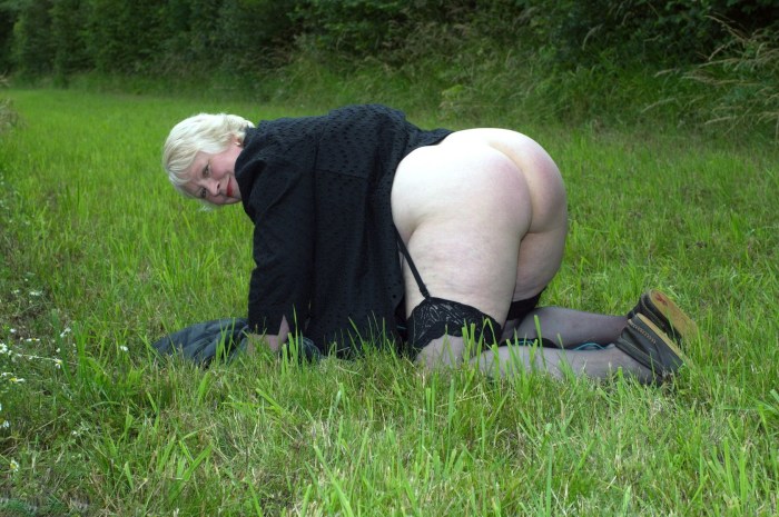 Elderly nudists in the country