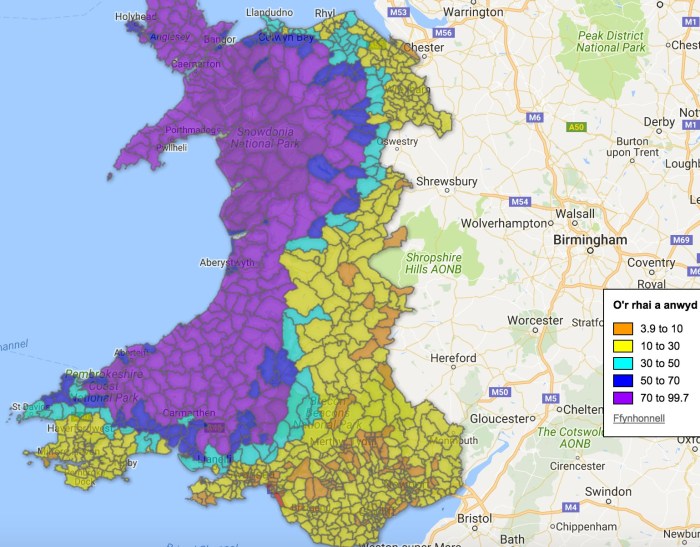The geographical location of Wales