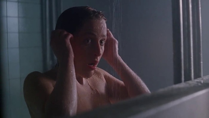 The scene is in the shower