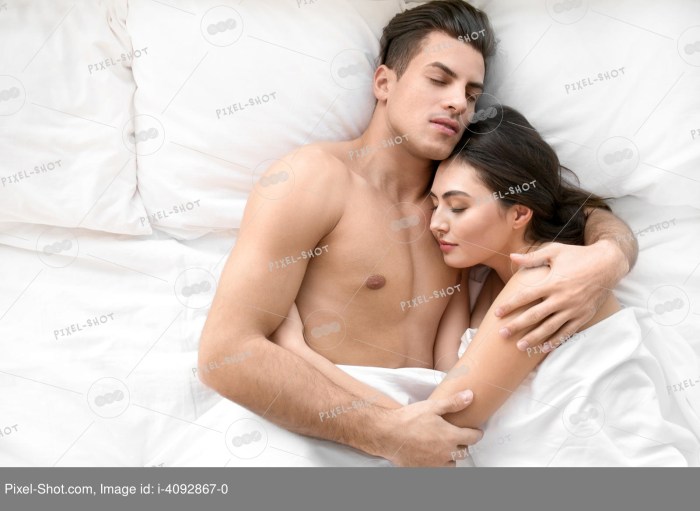 Painting man and woman in bed