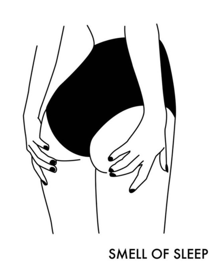 The buttocks with a pencil